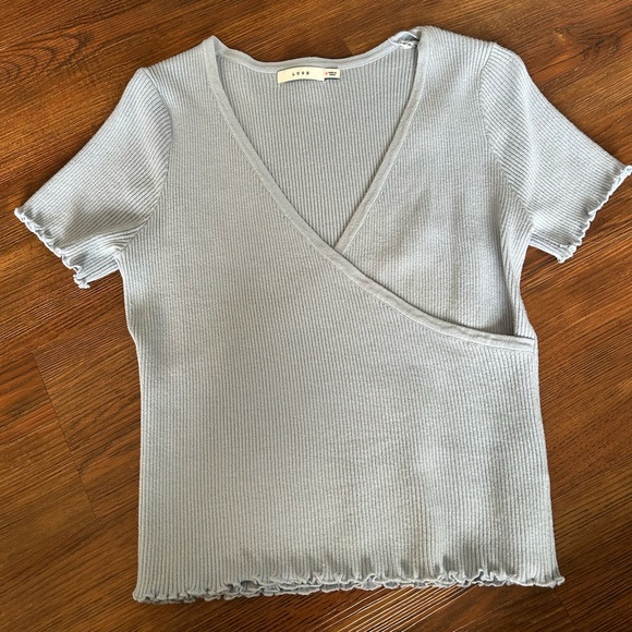 Lush Baby Blue Lettuce Trim Top - Picture 5 of 5